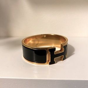 Hermes rose gold and black bracelet